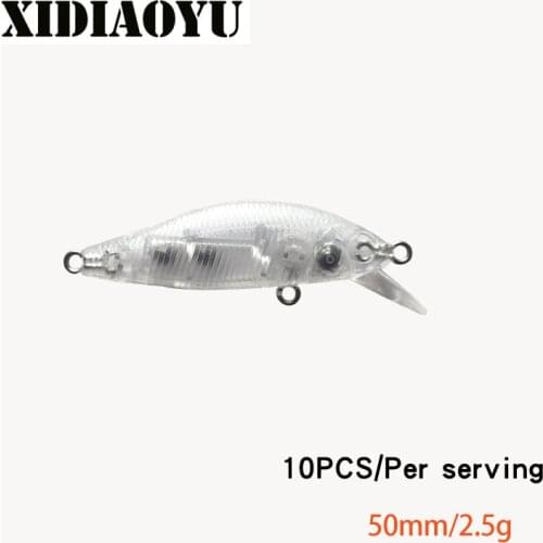 10pcs new Minnow 50mm 2.5g blank bait Minnow colorless bait bait