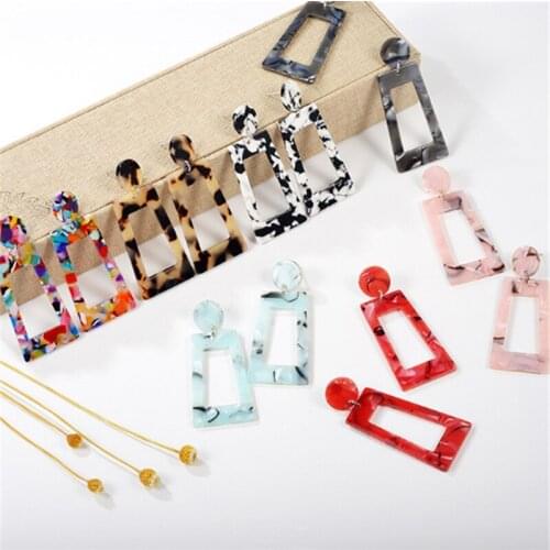 2019 Dangle Earrings Leopard Female Geometric Acrylic Pendant Earrings Long Vintage Trapezoid Earrings Drop Earring For Women
