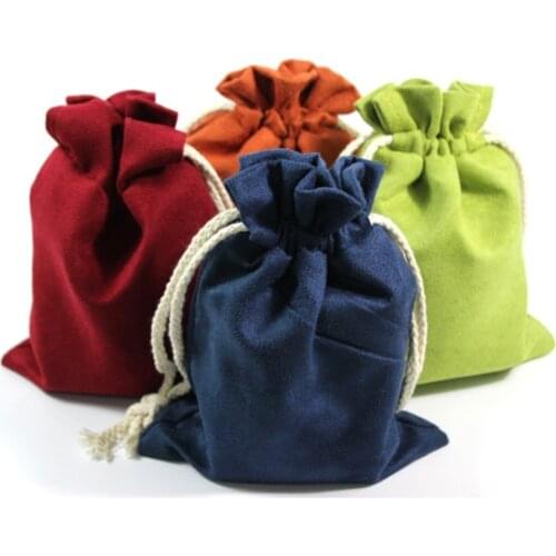 Thick Large Suede Plain Drawstring Storage Bags for Jewelry Pouch 108 Buddha Beads Necklace Bracelet Trinket Gift Packaging Bag