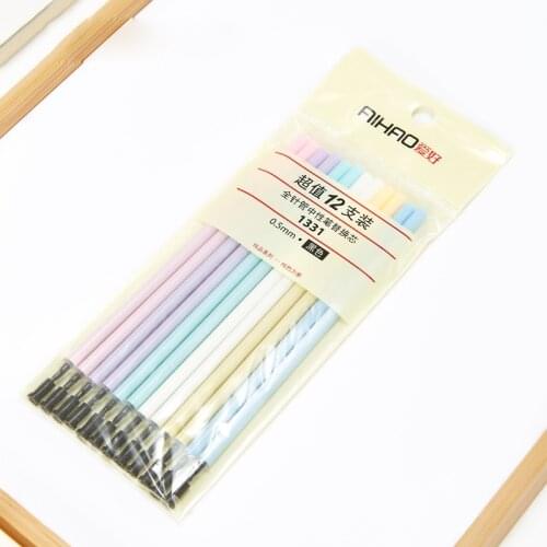 12pcs/pack Gel Ink Refills 0.5mm Black Ink for Gel Pens Korean Style Needle Tip Refill for Students Stationery School Supplies