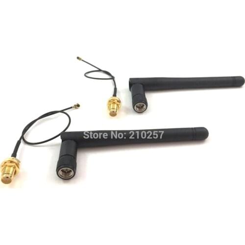 2pcs 433 mhz Antenna 3dbi Sma Male Connector Rubber Aerial Wireless Repeater+ IPX to SMA Female Extension Cord Pigtai Cable 15cm
