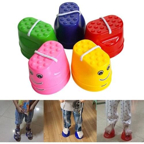 2pcs/set Stilts Toys Simple Durable Bright Colors Balance Stilts Sense Training Children Outdoor Games Thickened Jumping Fun Toy
