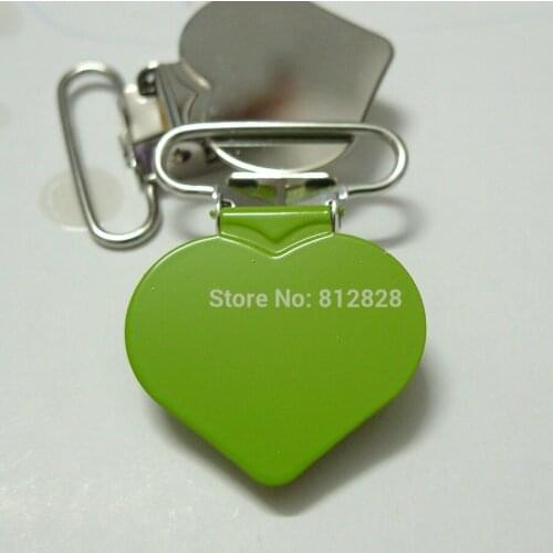 25pcs 1'' 25mm #MD22 Lime Color Enamel Heart Suspender Clips