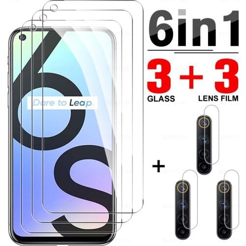 6-in-1 Cover Tempered Glass For Oppo Realme 5 5i Screen Protector For Oppo Realme 6 6s 6i Global Version Phone Camera Lens Film