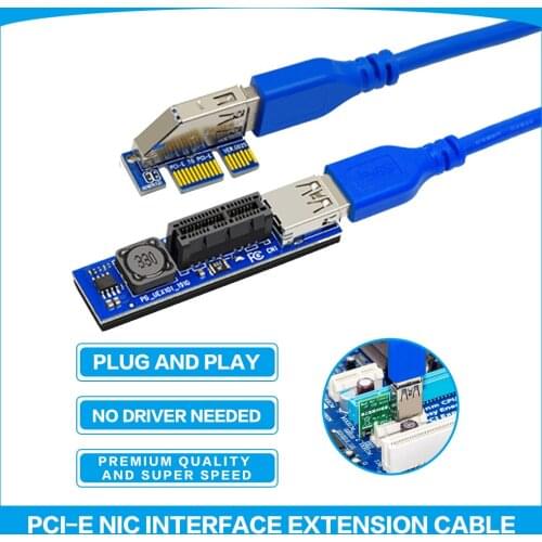 60cm USB 3.0 PCI-E 1X Extension Cable Network Card Interface Extension Cables Durable PCI Express X4 Adapter Cards Cord