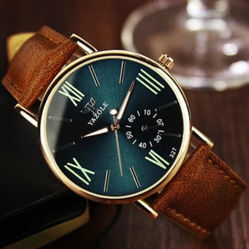YAZOLE Leather Watches Men Luxury Brand Fashion Casual Wristwatches Male Sports Clock Hodinky Ceasuri Relogio Masculino Saat