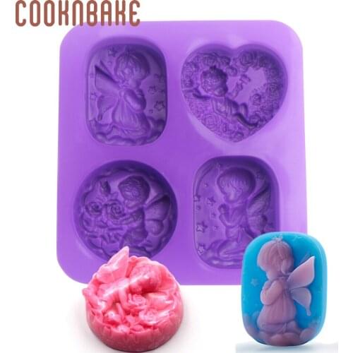 COOKNBAKE silicone mold for soap angel shape handmade soap candle resin gypsum mould cake decorating tool DIY Valentines Day
