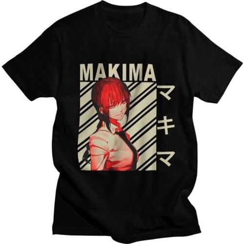 Chainsaw Man Makima T Shirt Men Pre-shrunk Cotton Tee Anime Manga Tshirt Short Sleeve Fashion T-shirt Clothing