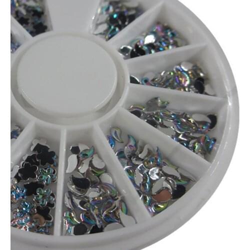 Fashion Nail Rhinestone Set Flower Comma AB Color Rhinestones DIY Nails Art Tips Wheel Manicure Salon Decor