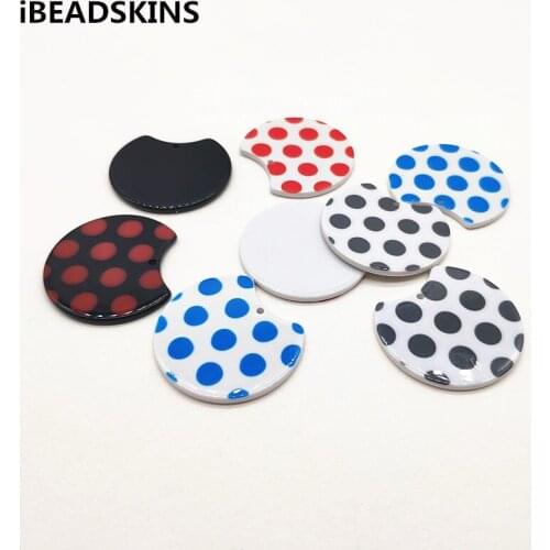 New arrival! 50pcs 37x30mm acetic acid Polka dot Round shape charm for earrings accessories parts jewelry handmade making