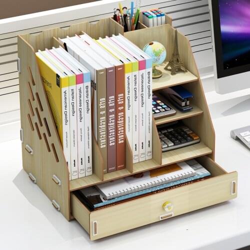 New Wooden Desktop Organizer Desk Organizers And Accessories Desktop Bookshelf Workspace Organizers Office Supply Box Kitchen