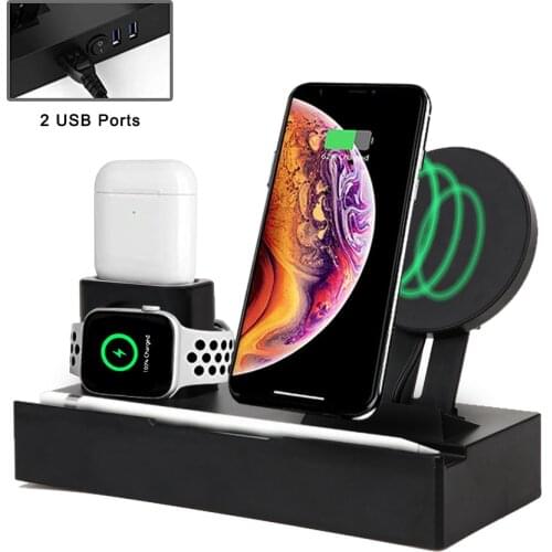 8 in 1 Wireless Charger Stand, Wireless Charging Docking Station Phone Holder for Apple pencil,i Watch,i Phone,i Pad,Airpods