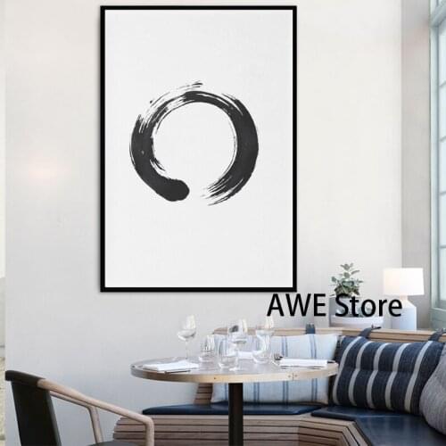 Zen Enso Circle canvas prints Wall Art Canvas Print Classic Silk Fabric Wall Poster Art Decor Sticker Bright