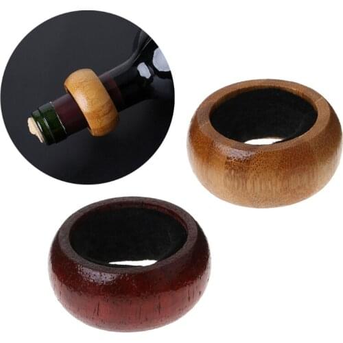 VFGTERTE 1PC Wine Ring Bottle Liquid Pour Anti-drop Protector 2 Colors Rosewood Bottle Drop Stopper Kitchen Bar Tools