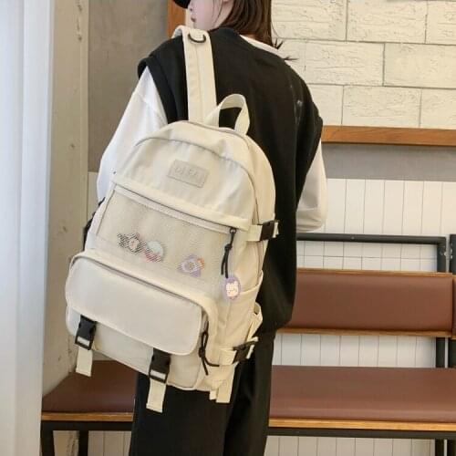 Female Student School Book Bags Mochila New Women Backpack Backpacks Teenage Girls Boy Card Net Front Pocket Travel Rucksack