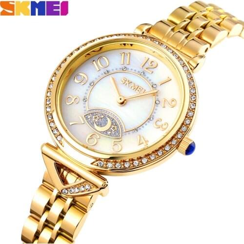 SKMEI Fashion Quartz Watch For Women Phinestone Mosaic Waterproof Womens Wristwatches Female Ladies Watches reloj mujer 1658