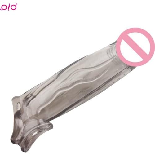 OLO Highly Elastic Condom Reusable Penis Extender Sleeve Delay Ejaculation Penis Enlargement Intimate Goods Sex Toys For Men