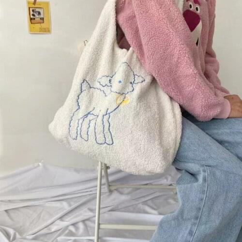 Ulzzang Women Shoulder Bag ins Simple Canvas Handbag Tote Large Capacity Embroidery Shopping Bag Cute Book Vintage women Bags