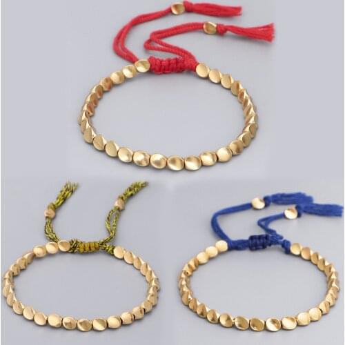 Buddhist Tibetan Handmade Braided Copper Bead Rope Bracelet Women Men Jewelry
