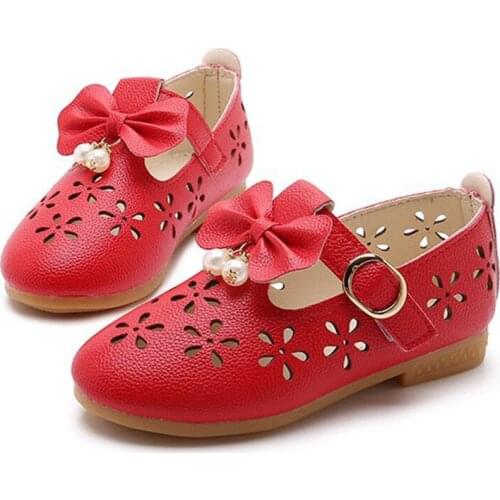Newest Children Flat Shoes Girls Pearl Fashion Princess Dance Shoes Cut-outs Breathable Sandals For Toddler Baby Little Big Kids