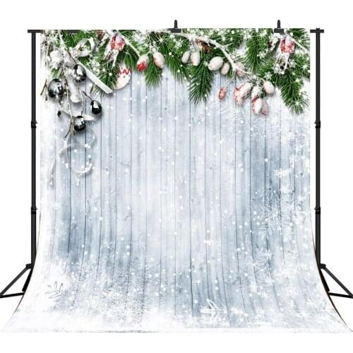 Lyavshi vinyl photography backdrops Christmas ornaments with snow decorated on wood background studio funds fond photo