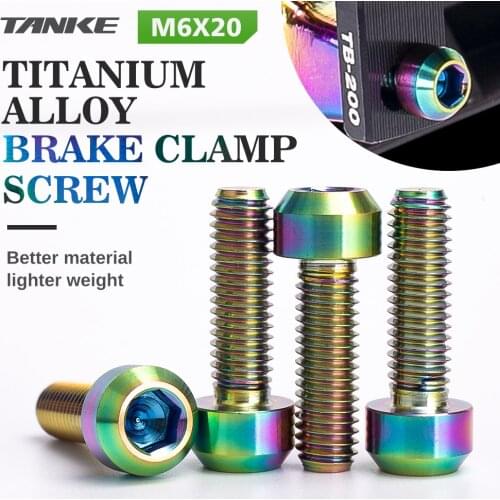 TANKE M6 20 Bike Disc Brake Screws Titanium Alloy discbrake clamp colorful Bolts For Mtb Bicycle parts fixing screw