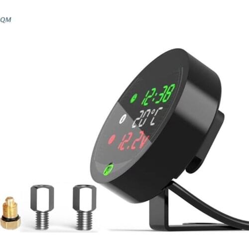 5 in 1 Waterproof Motorcycle Voltmeter LED Digital Display Water Temperature 13MF