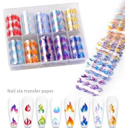 10 Grid Flame Star Desgin DIY Nail Art Decal Transfer Stickers Manicure Decor наклейки на ногти