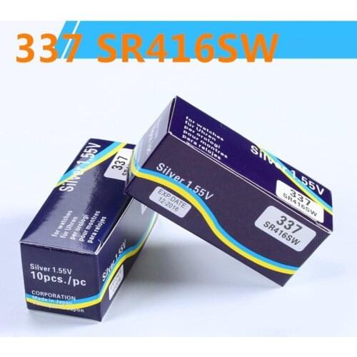 100pcs/lots 337 SR416SW button cell batteries 1.55V coin Silver Oxide battery 623 D337 V337 SP337 watch battery