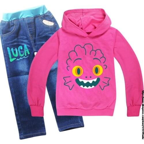 Autumn Children Cotton Baby Boys Girls Clothes New movie Luca Hoodes Pants Jeans 2Pcs/Sets Infant Outfit Kids Toddler Tracksuits