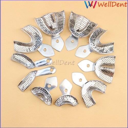 2pcs/set Dental Impression Tray Autoclavable Stainless Steel Teeth Tray Denture Instrument Trays Dentist Tools Dental Materials