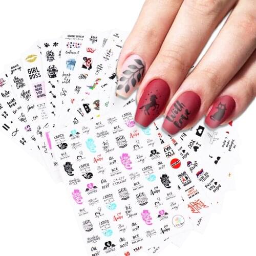 2020 NEW Russian Letter Slider Nail Decals Nail Art Sticker DIY Manicure Women Accessory Transfer Foil CA627-630
