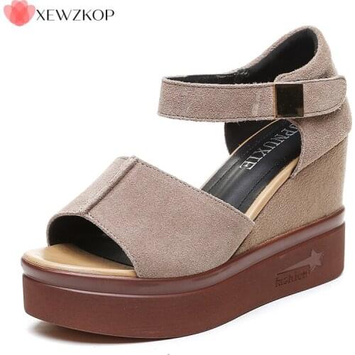 2021 Sandals Women Wedges Shoes High Heels Sandals Summer Women shoes Chaussures Femme Platform Sandalia Feminina Grils Black