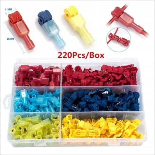 220Pcs Insulated Male Quick Disconnect Spade Terminals T-Tap Wire Connectors Quick Splice Connectors Electrical Wire Terminals