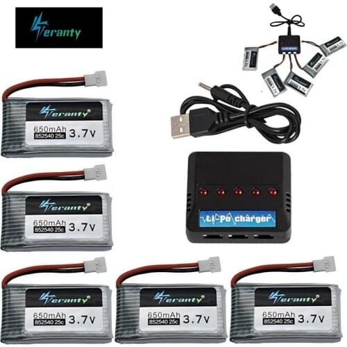 3.7V 650mAh Lipo Battery Charger Set For Syma X5 X5C X5C-1 X5SC X5SW X6SW H9D H5C M68 FY550 HJ818 HJ819 L15FW 3.7v Drone Battery
