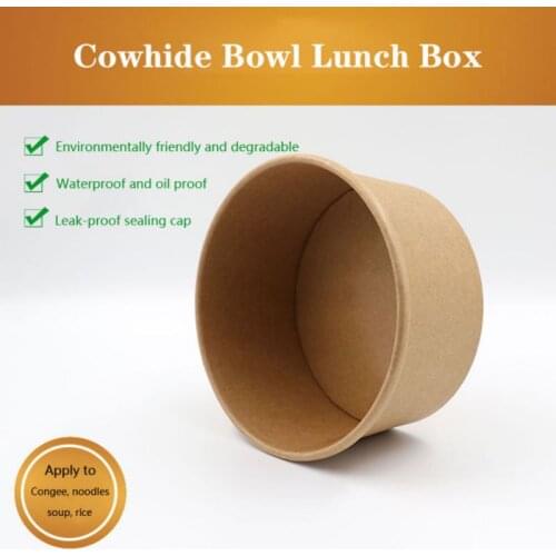 30PCS Outdoor Camping Picnic Box Disposable Kraft Paper Bowl Fast Food Fruit Salad Bowl Packaging Containers Transparent Cover F