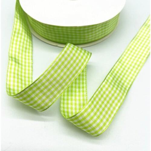 5yards 10mm 15mm 19mm 25mm Green Lattice Plaid Polyester Ribbons Bow Ribbon Gift Wrapping Christmas Ribbon DIY Crafts