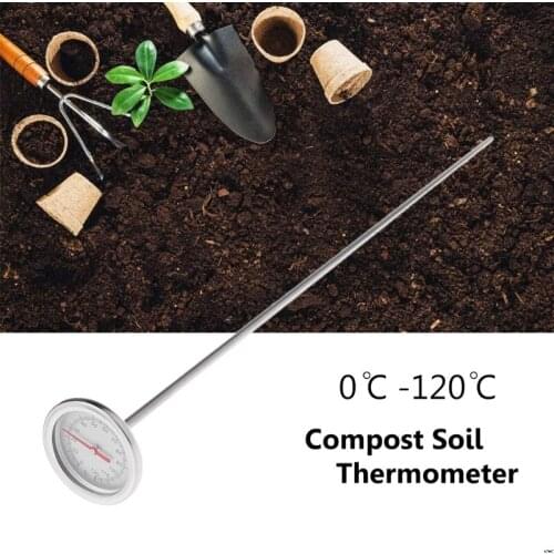 50cm Premium Stainless Steel Compost Soil Thermometer Garden Backyard 0-120 Celsius