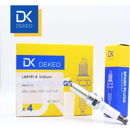 DEKEO Spark Plug Iridium Platinum for Trumpchi GA5 1.6T GA5 1.8T GA6 1.6T 1.8T GS5 1.8T GS7 1.8T 2.0T GS8 2.0T LKR7FI-8 4PCS