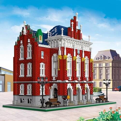 The Red Brick University Moc Building Blocks British University School Model Bricks City Street View Toys For Kids Gifts 6355pcs