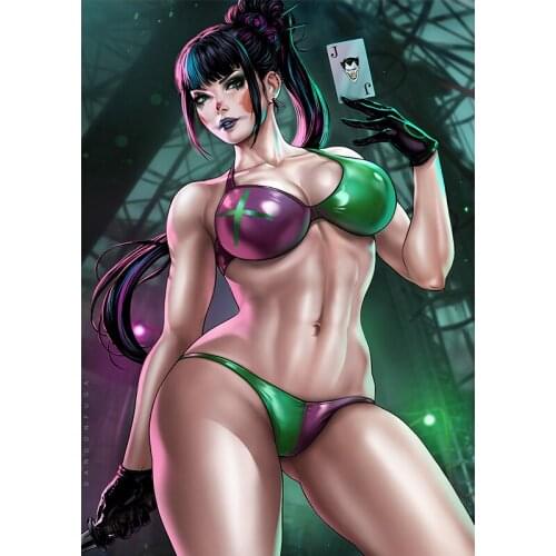 Joker Sexy Purple Green Bikini Girl Canvas Art Poster Anime Movie Print Custom HD Hanging Pictures Wall Painting for Living Room