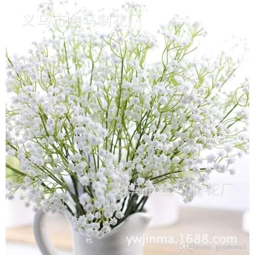 Elegant White Gypsophila Babys Breath Artificial Fake Silk Flowers Bridal Bridesmaid Holding Flowers Bouquet Plant for Home Dec