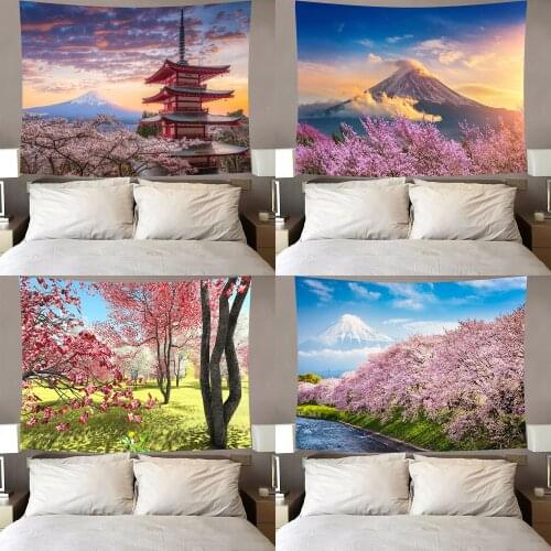 Japanese style home cherry tapestry house renovation dormitory tapestry hanging cloth painting home stay decoration