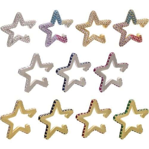 HECHENG 1pc CZ star earrings wholesale rainbow colorful ear clip for women and girls gift accessories jewelry VE162