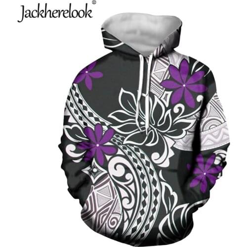 Jackherelook Polynesian Tribal Hibiscus Floral Vintage Hoodie for Girls Long Sleeve Sweatshirt Harajuku Hooded Tracksuits Jacket