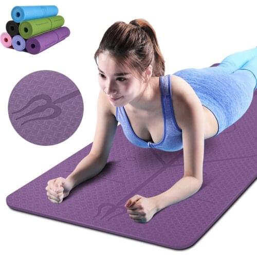 1830*610*6mm TPE Yoga Mat with Position Line Non Slip Carpet Mat For Beginner Environmental Fitness Gymnastics Mats