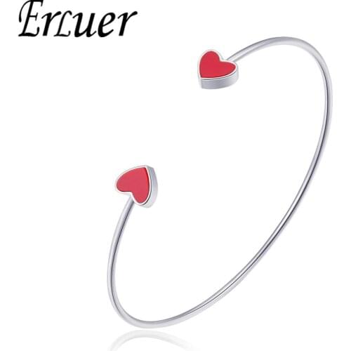 ERLUER Trendy Adjustable Love Heart Bracelet for Women Girl Summer Charms Statement Cuff Bangle Wedding Jewelry Accessories Gift