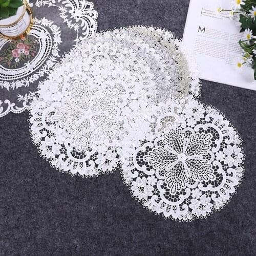 NEW Oval Lace Embroidery Placemat Cup Coaster Tea Coffee Mug Kitchen Wedding Dish Table Place Mat Cloth Doilies Christmas Pad