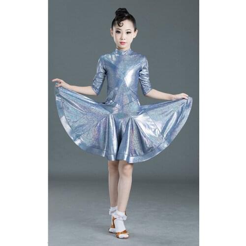 New Girls lazer Latin Dance Dress Children Dance Performance Competition Standard Dress Kids Dance Costumes