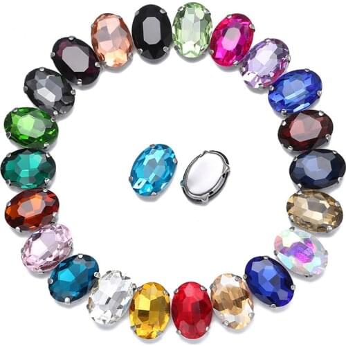 New New! MIX COLOR Crystal Glass Sew-on OVAL Rhinestones with Claw DIY Dresses and Clothes13*18 10*14 8*10 18*25 20*30 6*8